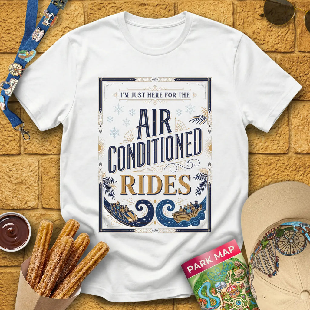 Here For AC Rides [30sPoster] T-Shirt for Theme Park Fans (White)