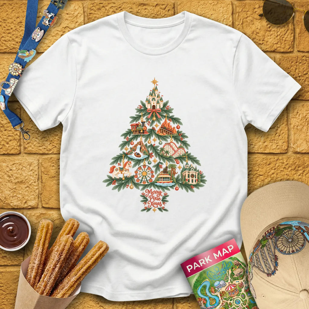 Merry Pixie Tree [FolkBoho] T-Shirt for Theme Park Fans (White)