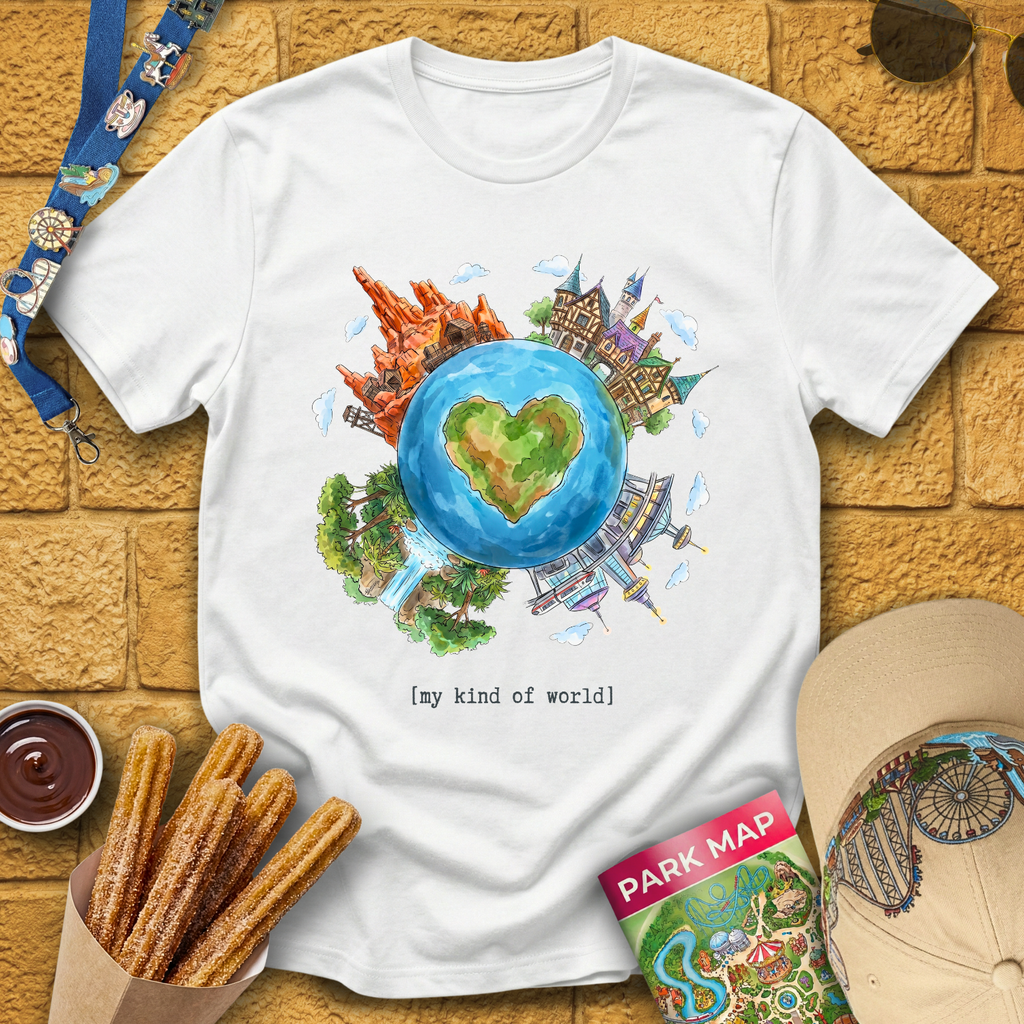 My Kind Of World [PenWash] T-Shirt for Theme Park Fans (White)