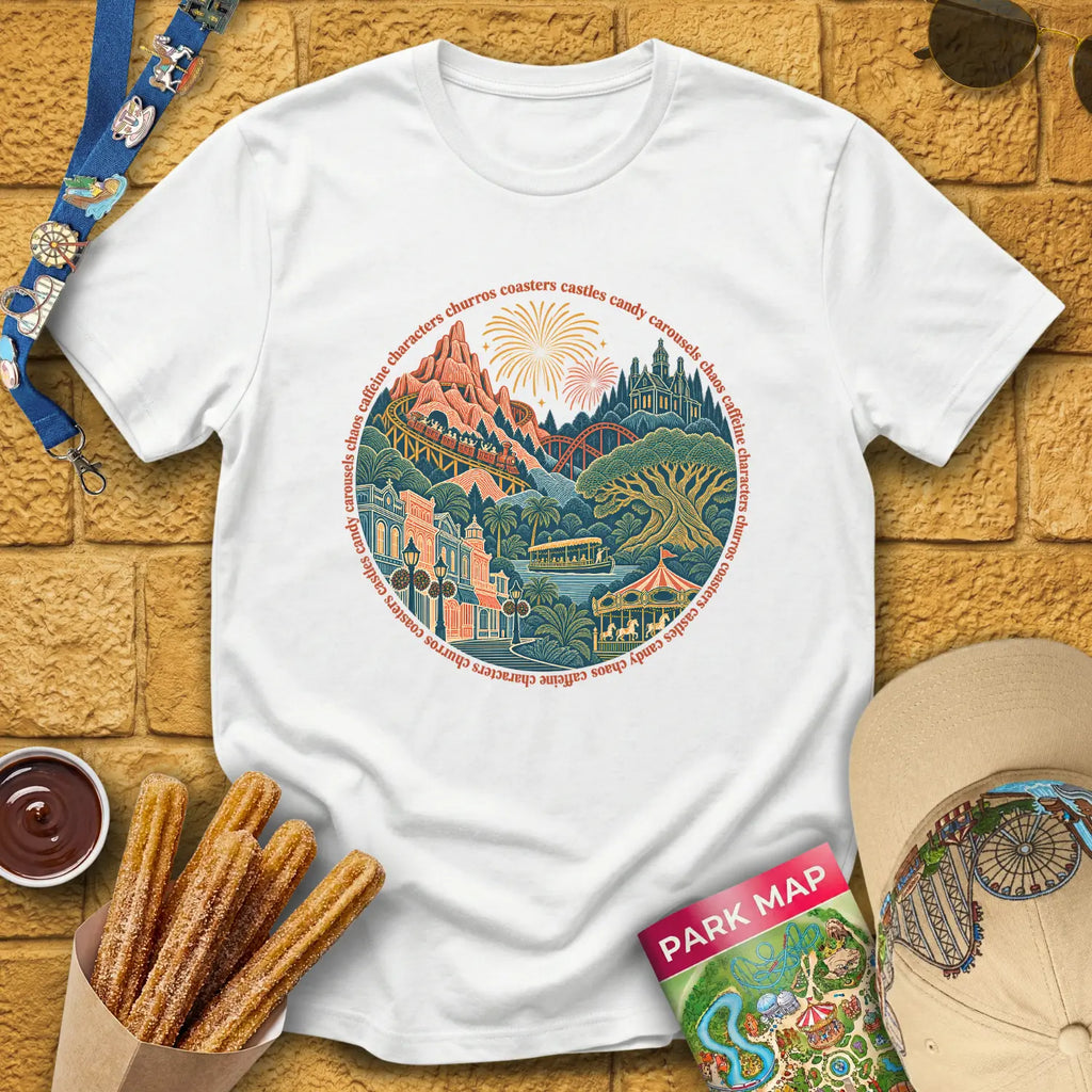 Parklandia [LineArt] T-Shirt for Theme Park Fans (White)