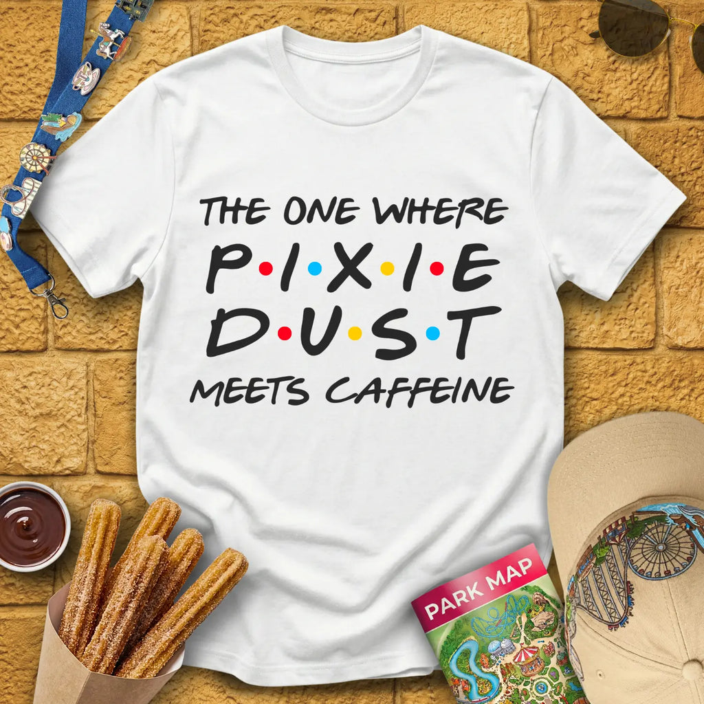 Pixie Dust Meets Caffeine [Bold] T-Shirt for Theme Park Fans (White)