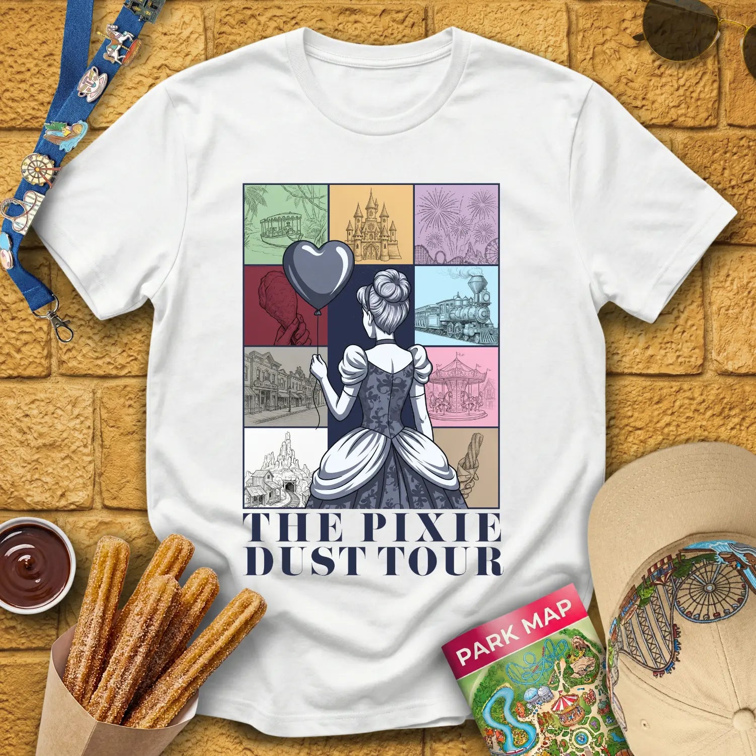 Pixie Dust Tour [Poster] T-Shirt for Theme Park Fans (White)