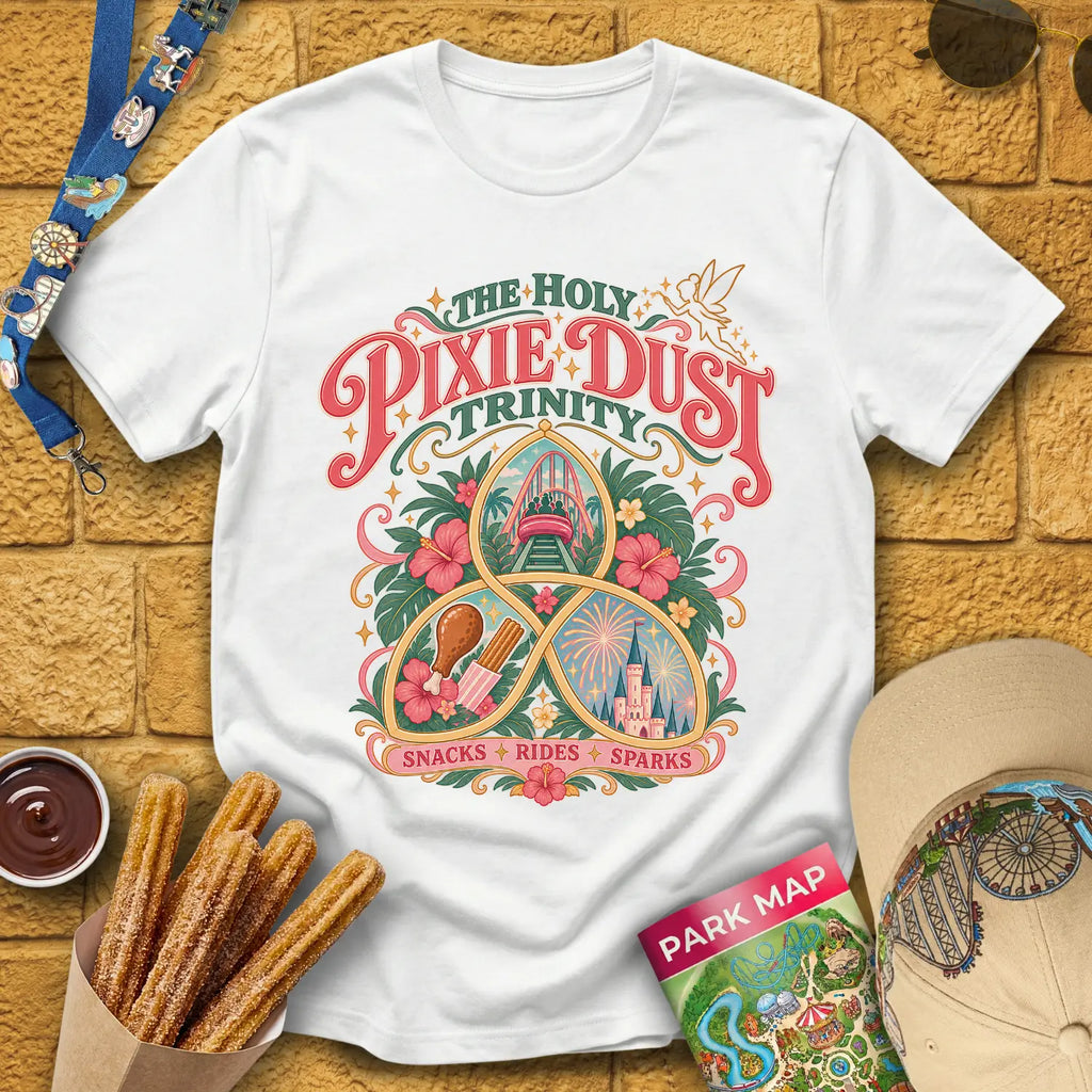 Pixie Dust Trinity [Artsy] T-Shirt for Theme Park Fans (White)