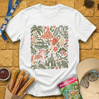 Theme Park Collage [FolkArt] T-Shirt for Theme Park Fans (White)
