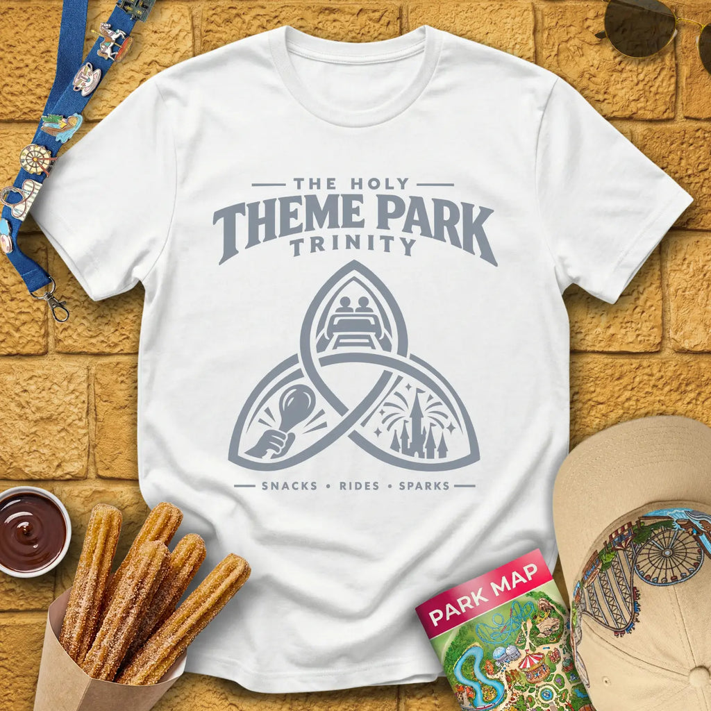 Theme Park Trinity [Sleek] T-Shirt for Theme Park Fans (White)