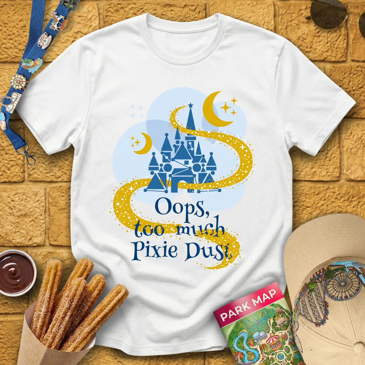Too Much Pixie Dust [ArtsyGeo] T-Shirt for Theme Park Fans (White)
