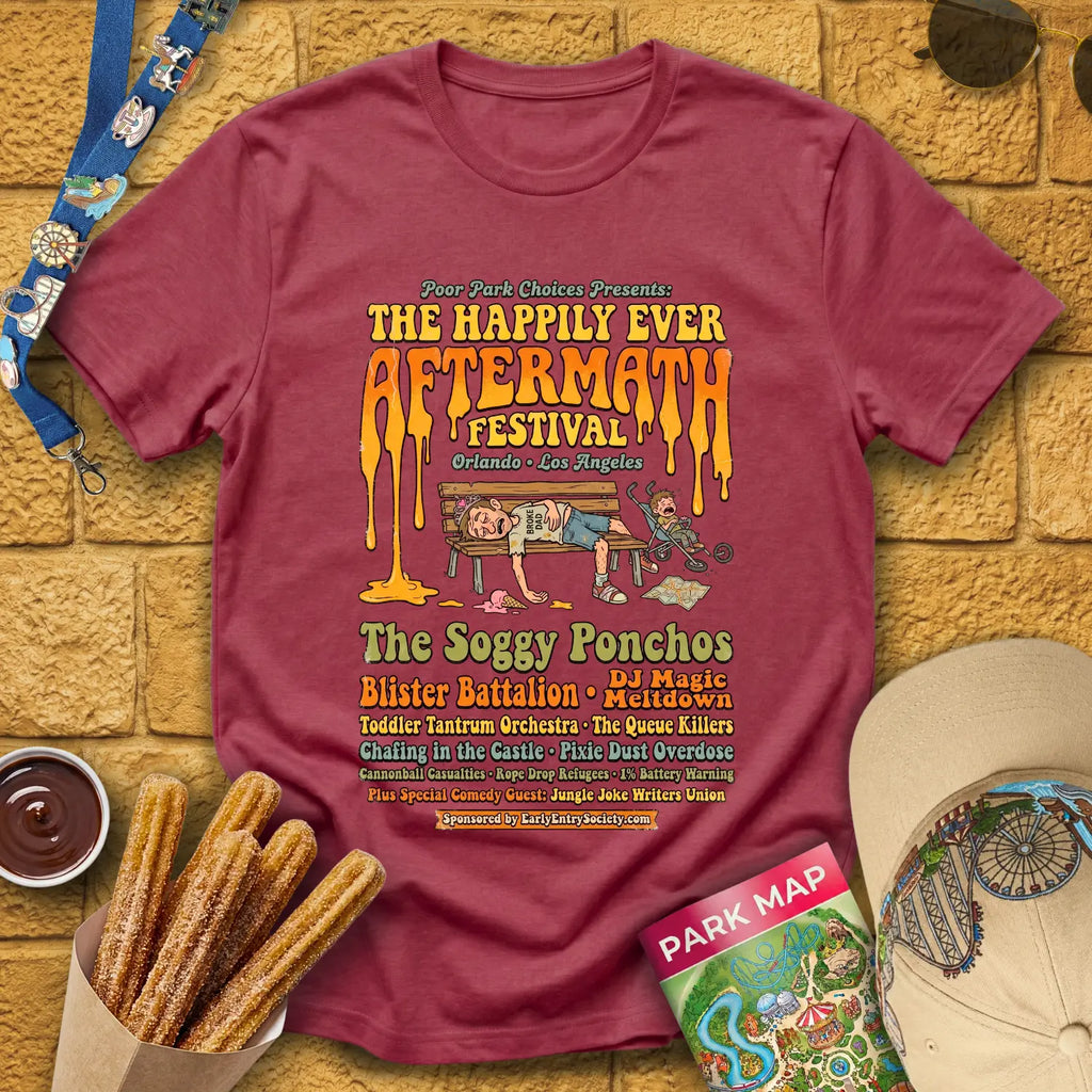 Aftermath Festival [70s] T-Shirt for Theme Park Fans (Heather Cardinal)