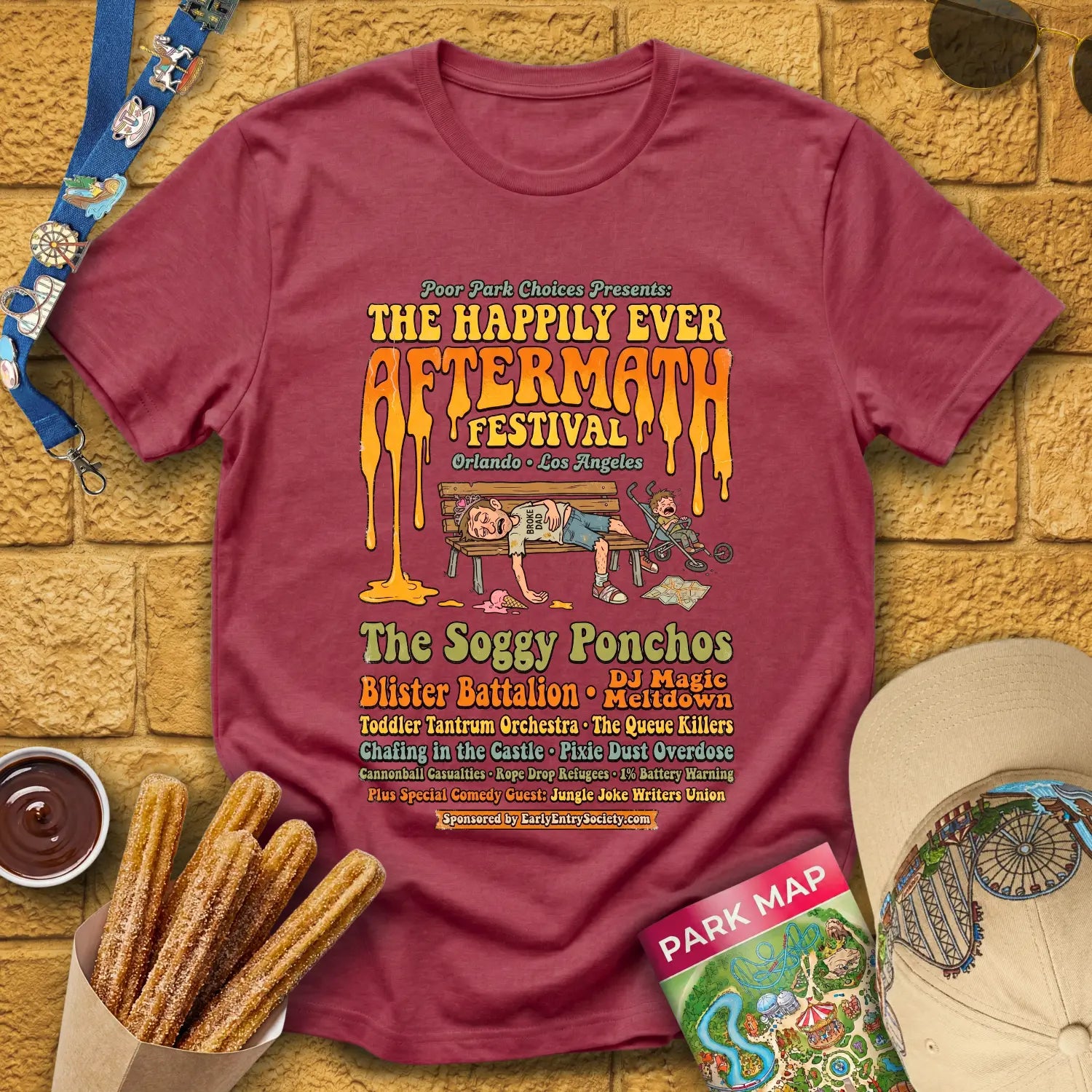 Aftermath Festival [70s] T-Shirt for Theme Park Fans (Heather Cardinal)