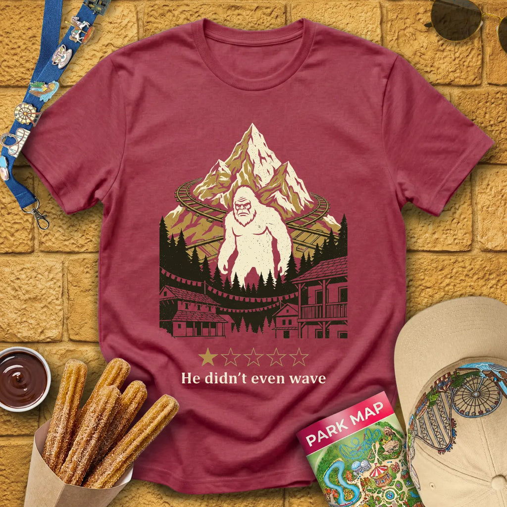 Everest Yeti [LinoCut] T-Shirt for Theme Park Fans (Heather Cardinal)