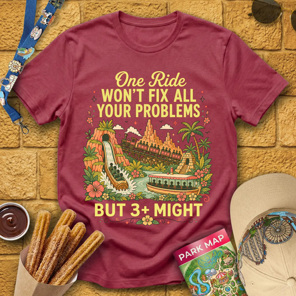 Fix Your Problems [Boho] T-Shirt for Theme Park Fans (Heather Cardinal)