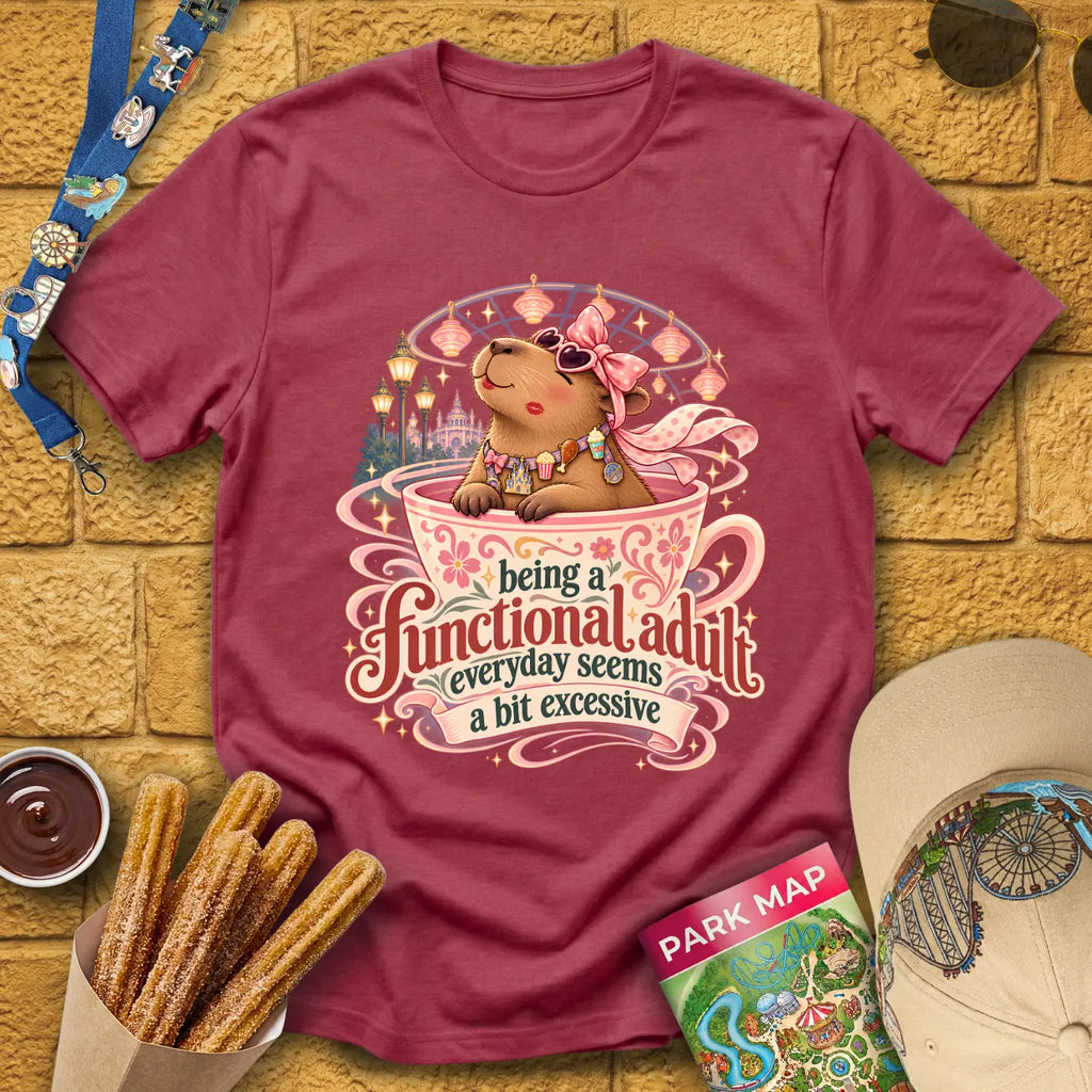 Functional Adult [Cutesy] T-Shirt for Theme Park Fans (Heather Cardinal)