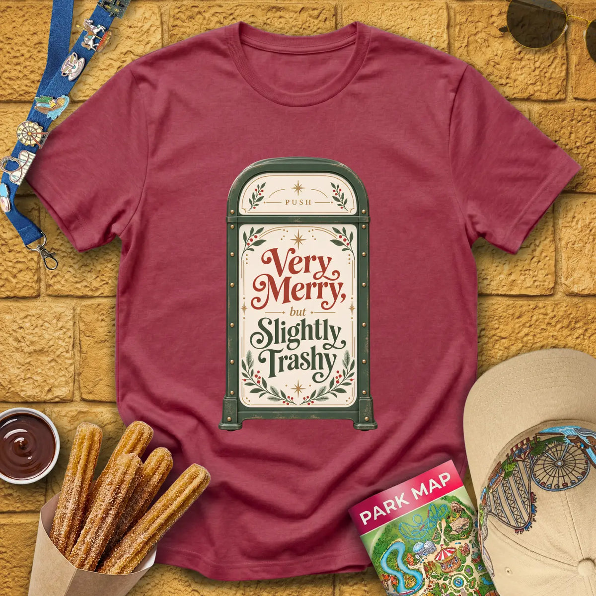 Merry & Trashy [Boho] T-Shirt for Theme Park Fans (Heather Cardinal)