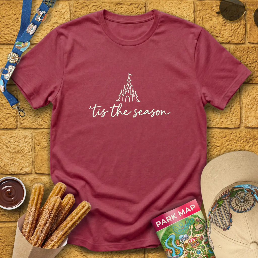 'Tis The Season [Sleek] T-Shirt for Theme Park Fans (Heather Cardinal)