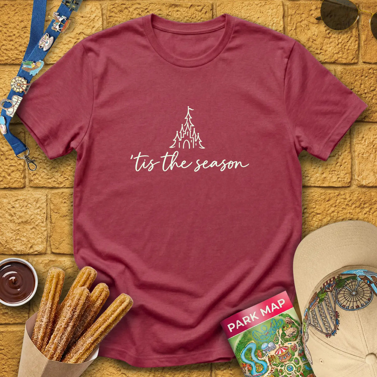 'Tis The Season [Sleek] T-Shirt for Theme Park Fans (Heather Cardinal)