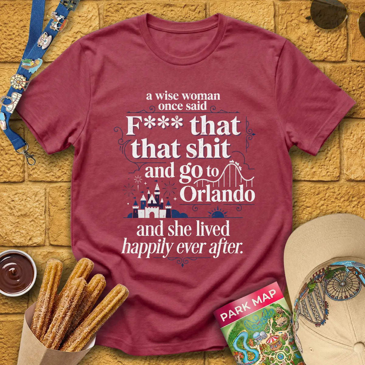 Wise Woman [MidCen] T-Shirt for Theme Park Fans (Heather Cardinal)