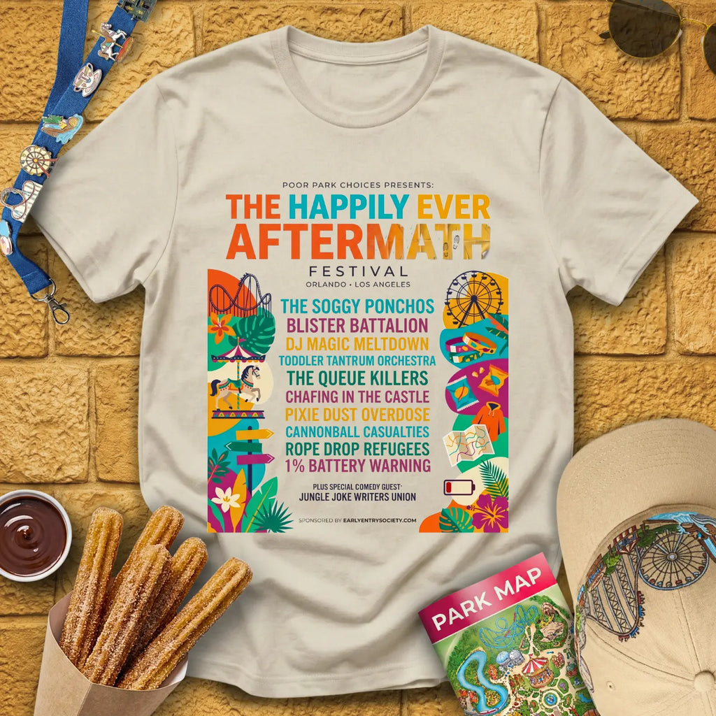 Aftermath Festival [Elite] T-Shirt for Theme Park Fans (Sand)