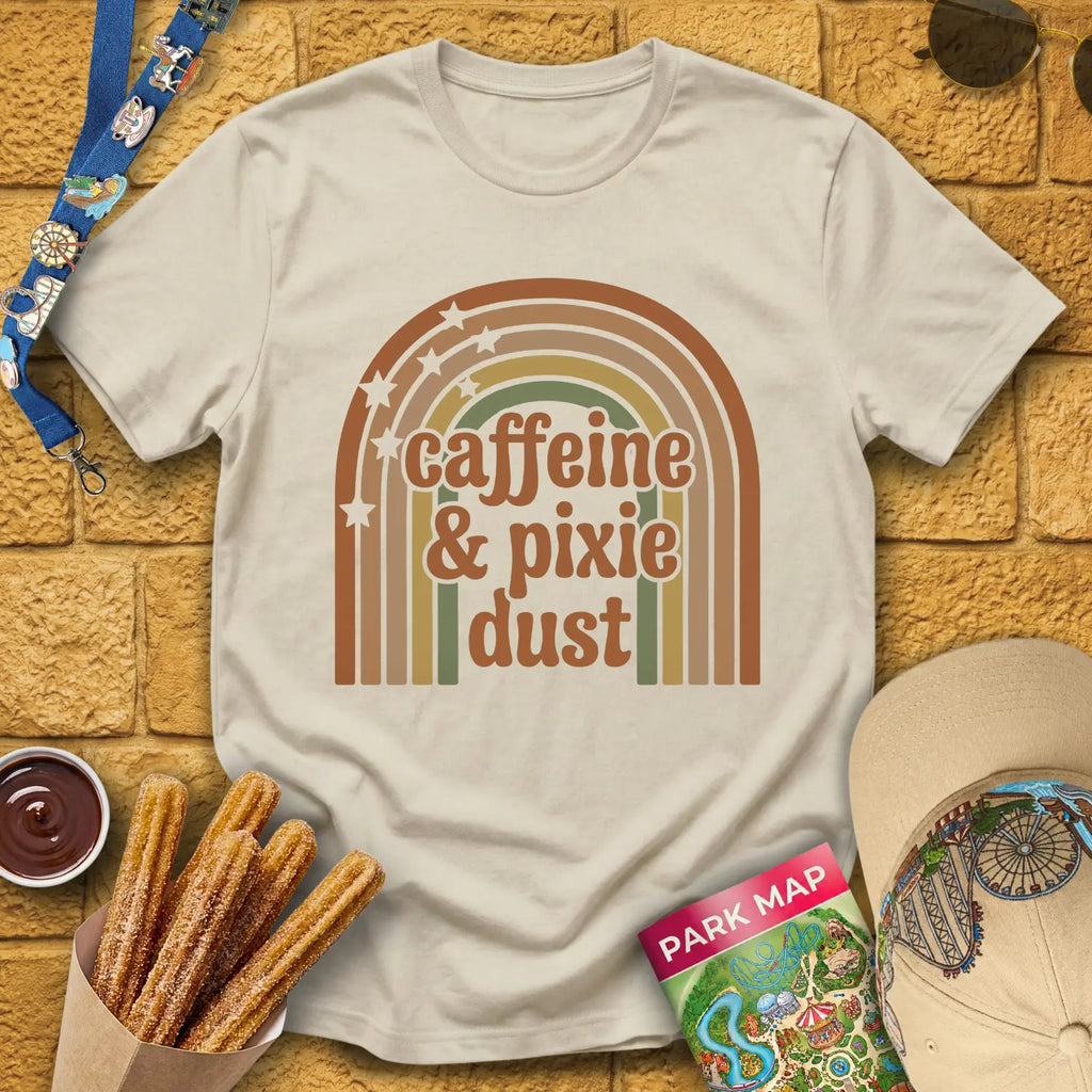 Caffeine & Pixie Dust [Cute70s] T-Shirt for Theme Park Fans (Sand)