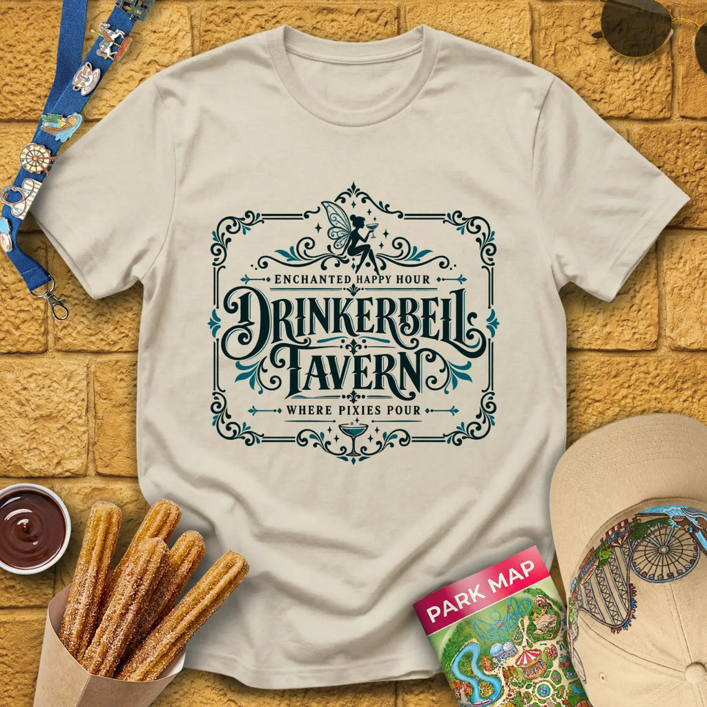 Drinkerbell Tavern [Victorian] T-Shirt for Theme Park Fans (Sand)