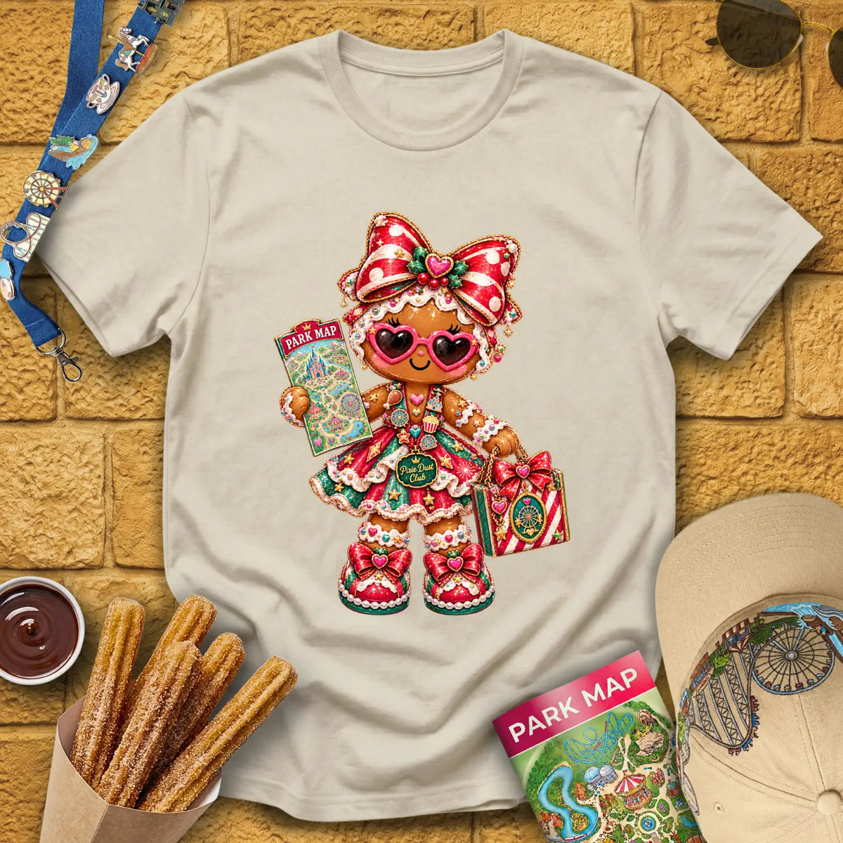 Gingerbread Lady [Glossy] T-Shirt for Theme Park Fans (Sand)
