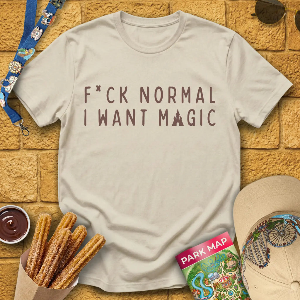 I Want Magic [Sleek] T-Shirt for Theme Park Fans (Sand)