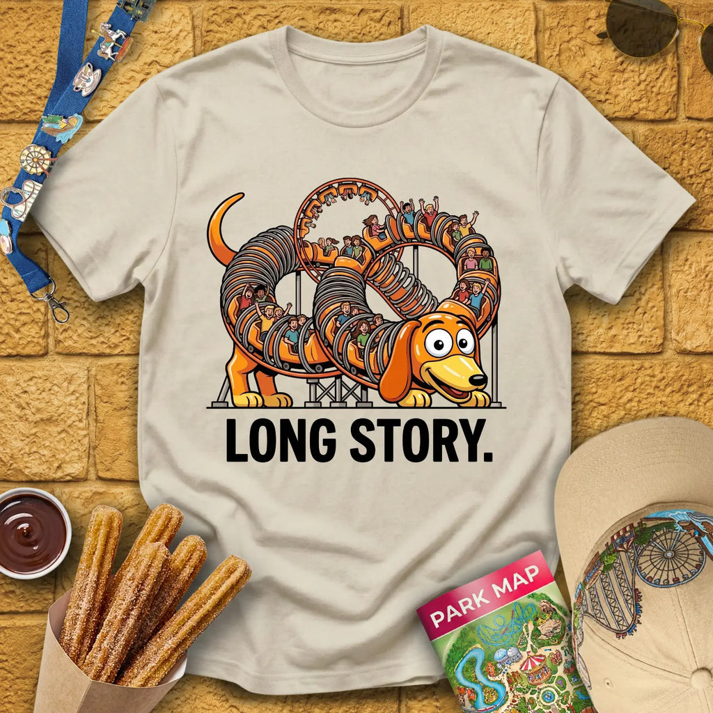 Long Story Dog [Comic] T-Shirt for Theme Park Fans (Sand)