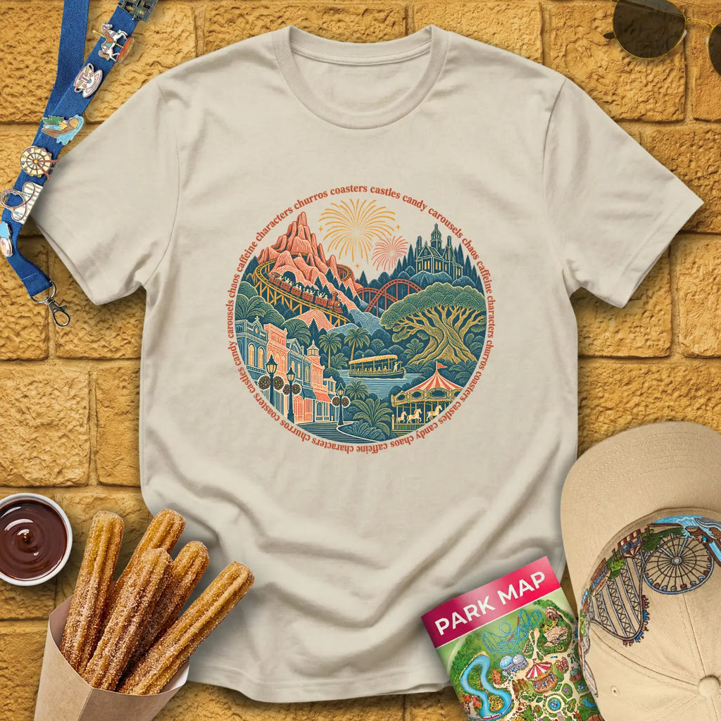 Parklandia [LineArt] T-Shirt for Theme Park Fans (Sand)