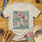 Theme Park Collage [FolkArt] T-Shirt for Theme Park Fans (Sand)
