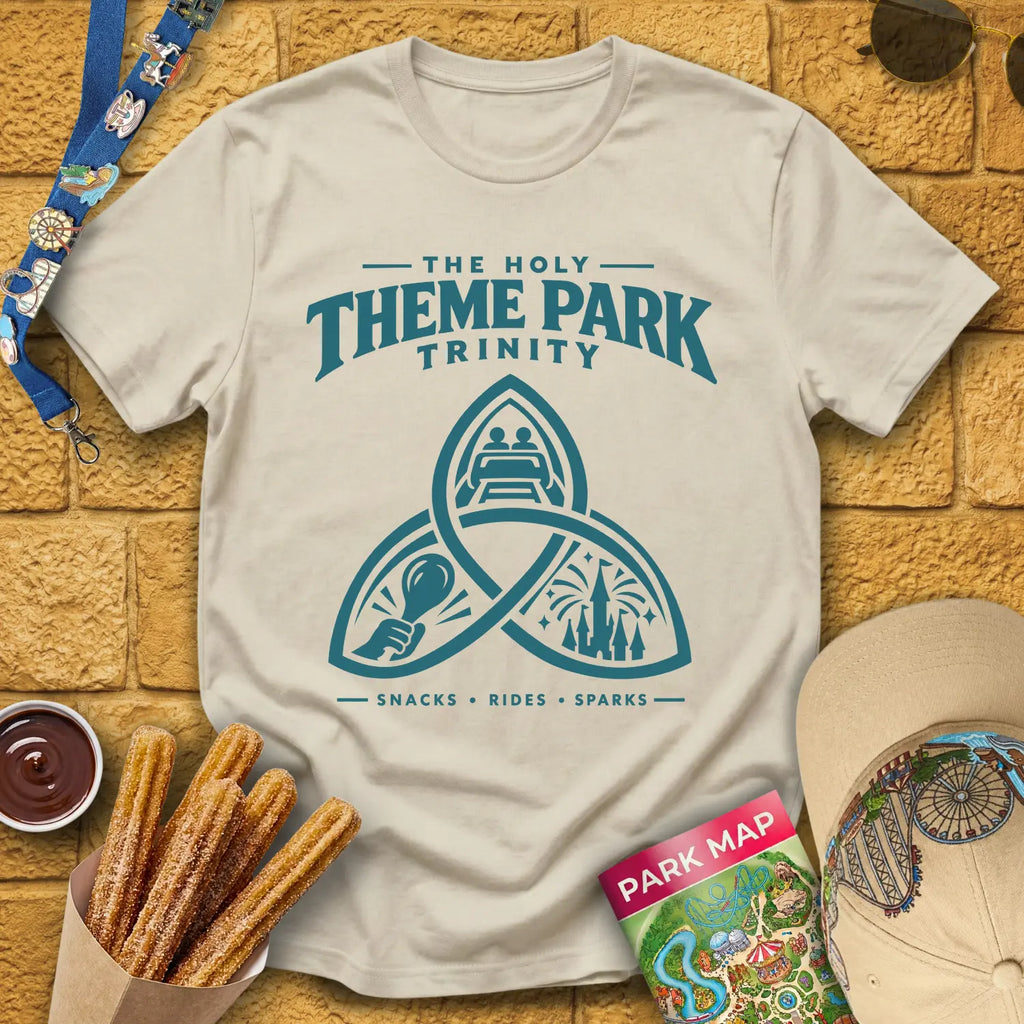 Theme Park Trinity [Sleek] T-Shirt for Theme Park Fans (Sand)