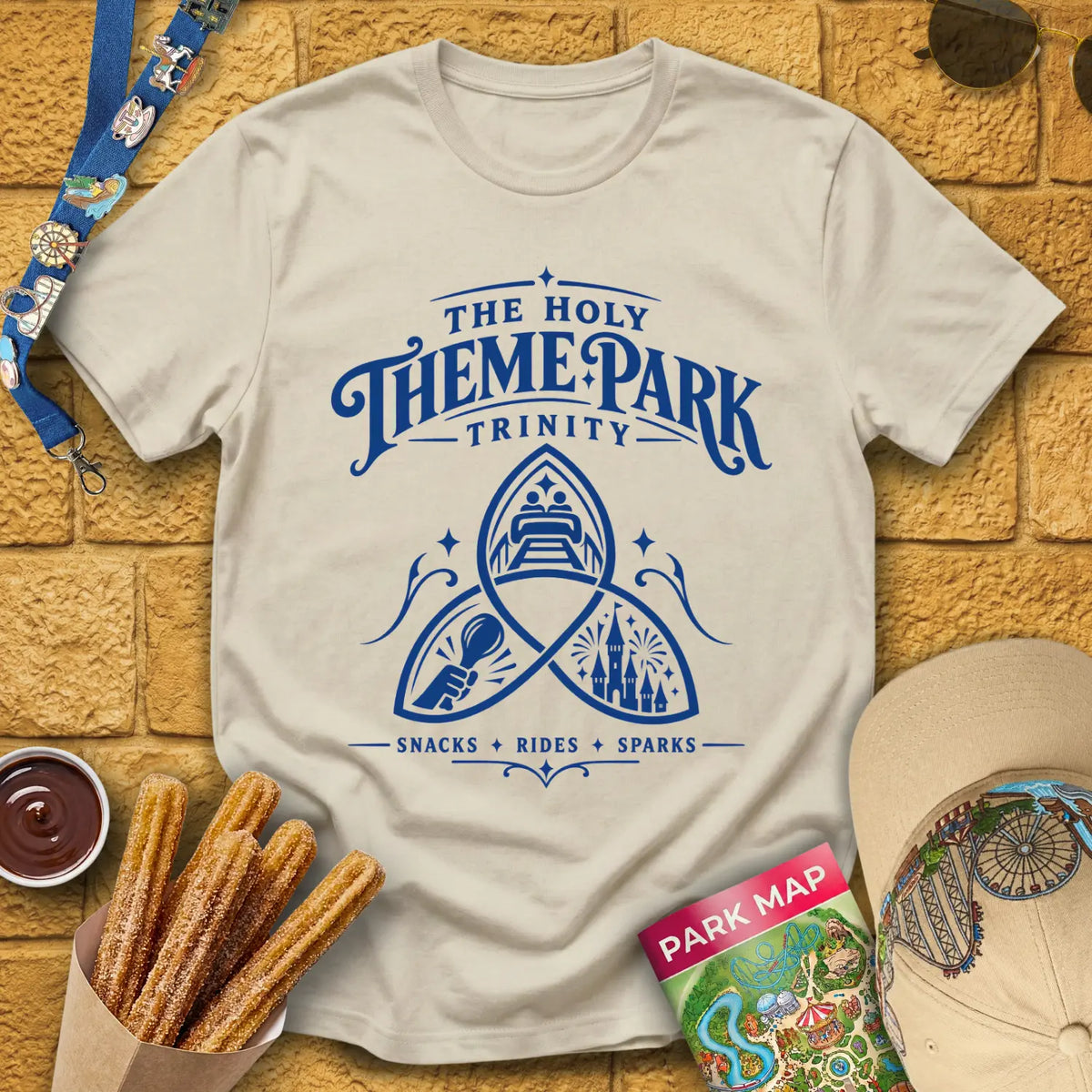 Theme Park Trinity [Victorian] T-Shirt for Theme Park Fans (Sand)