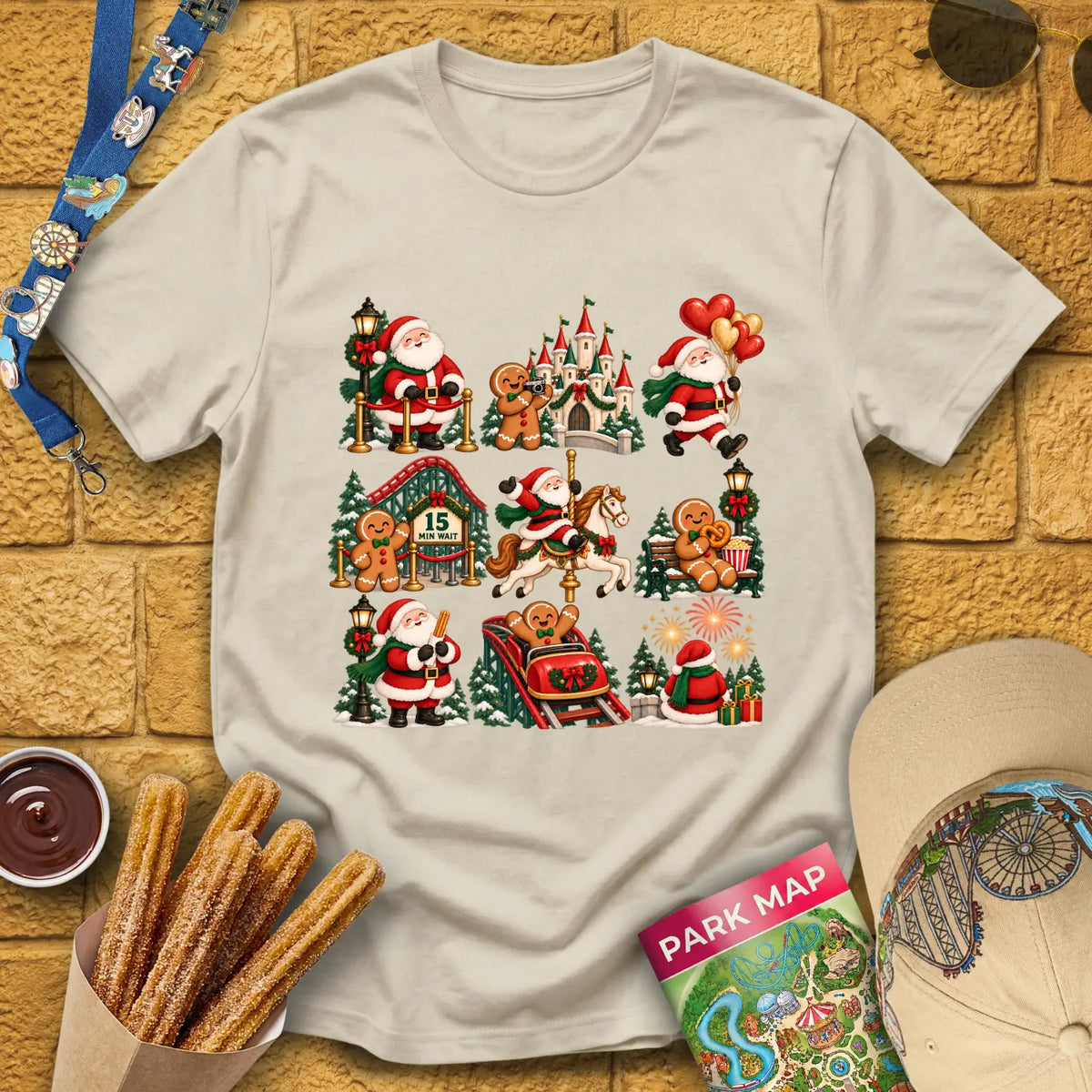 Xmas Park Day [BoldGrid] T-Shirt for Theme Park Fans (Sand)