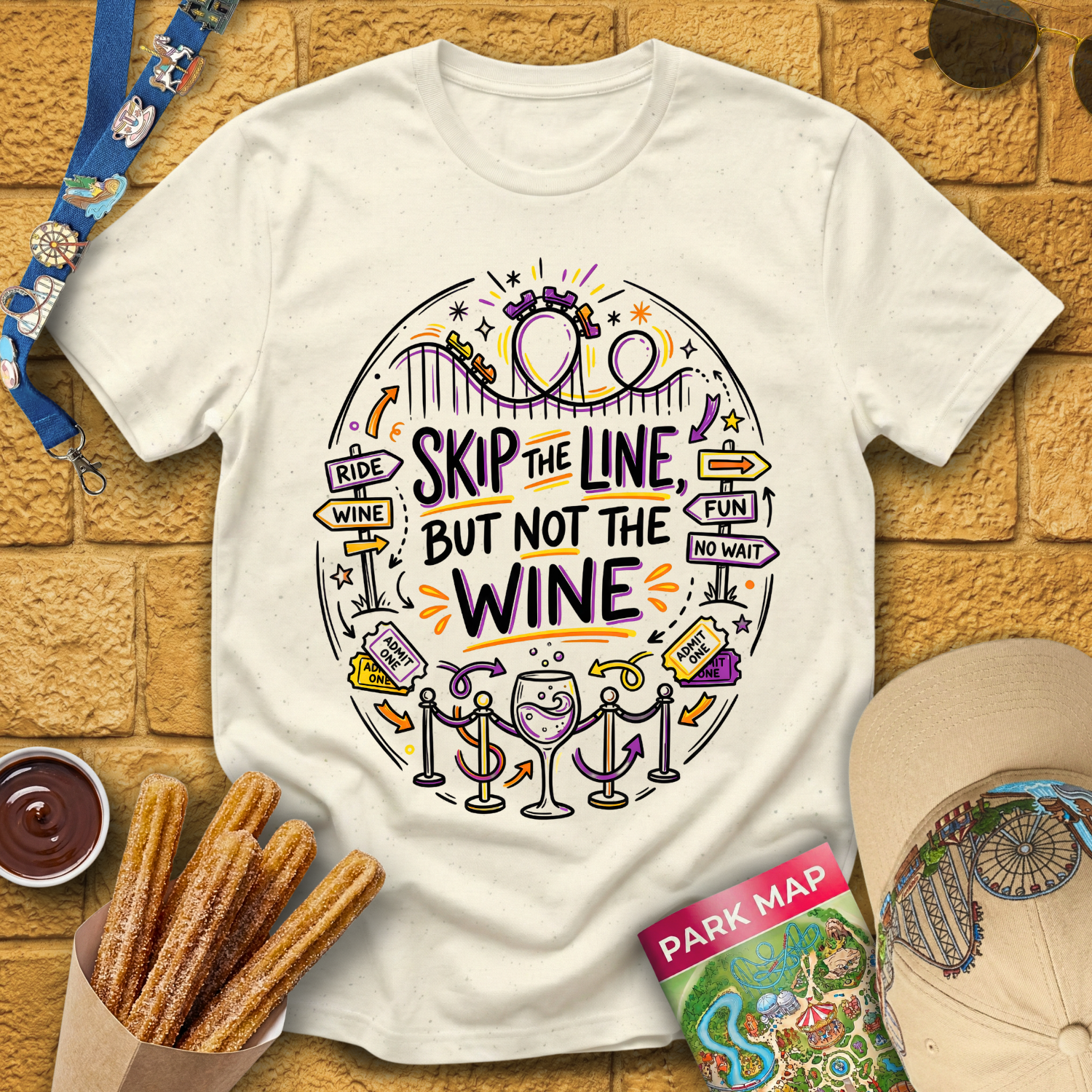 Skip Line, Not Wine 1 [Doodle] T-Shirt