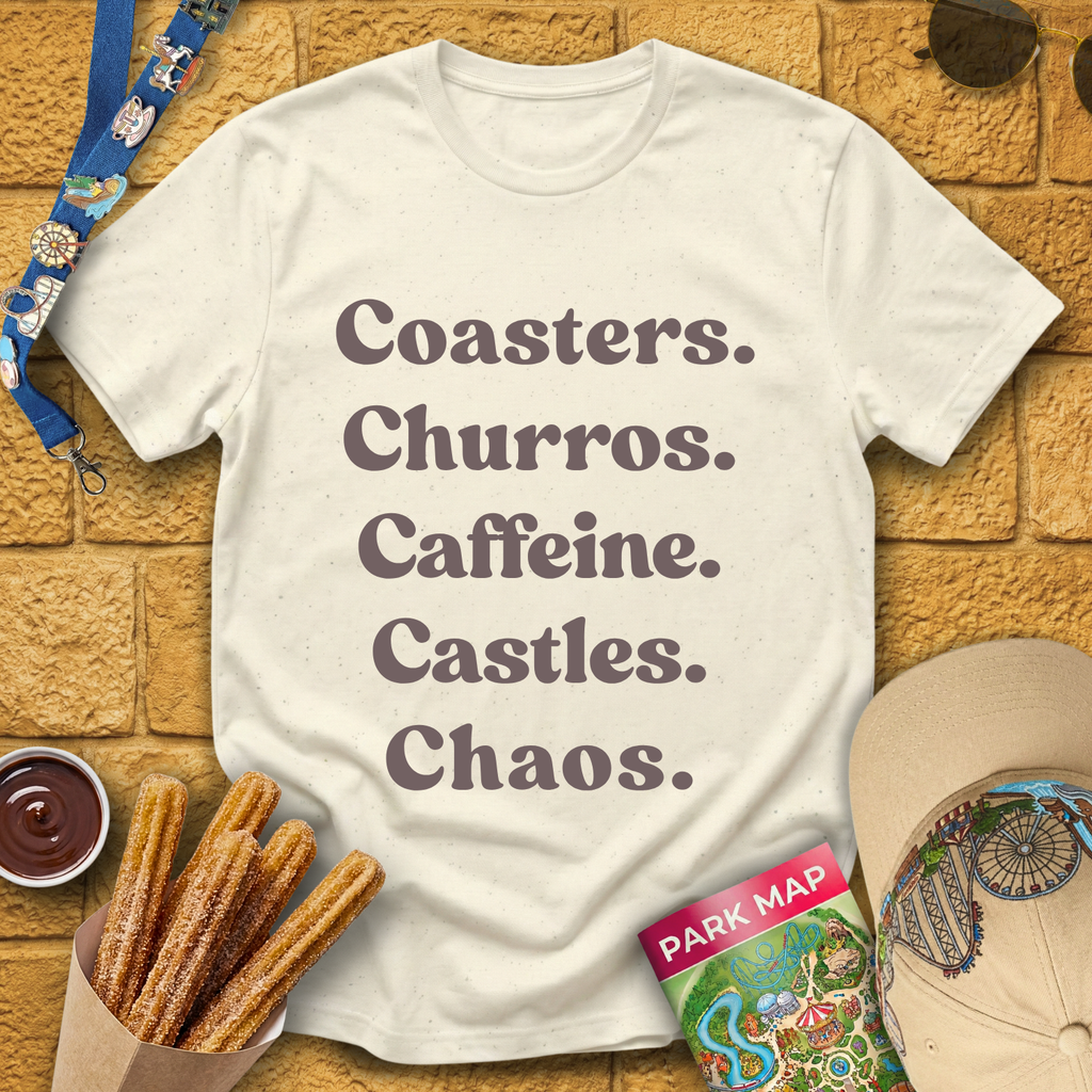 Coasters. Churros. Caffeine. [70s] T-Shirt