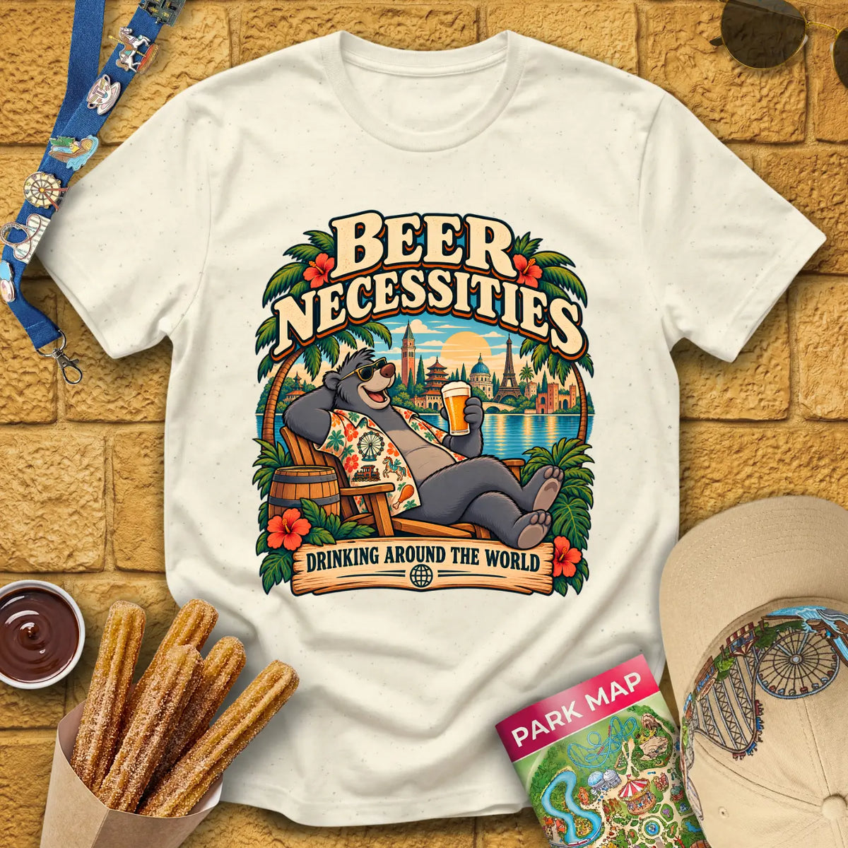 Beer Necessities [Comic] T-Shirt for Theme Park Fans (Natural)