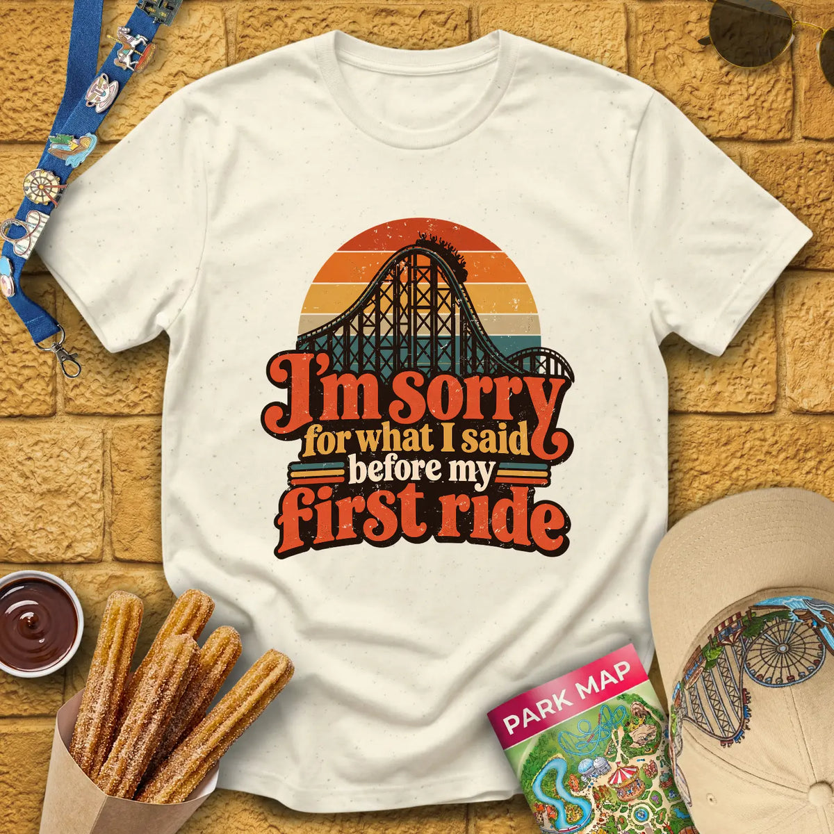 Before First Ride [70s] T-Shirt for Theme Park Fans (Natural)