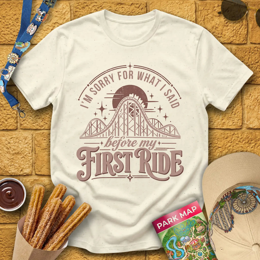 Before First Ride [MidCen] T-Shirt for Theme Park Fans (Natural)