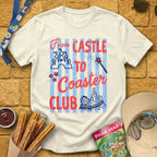Castle Coaster Club [Distressed] T-Shirt for Theme Park Fans (Natural)