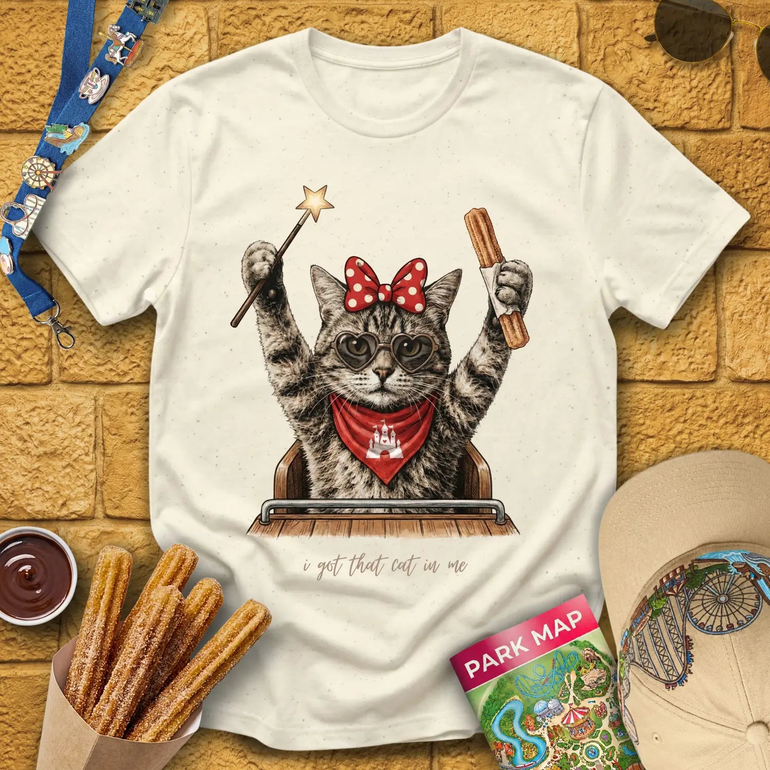 Cat In Me [Etched] T-Shirt for Theme Park Fans (Natural)