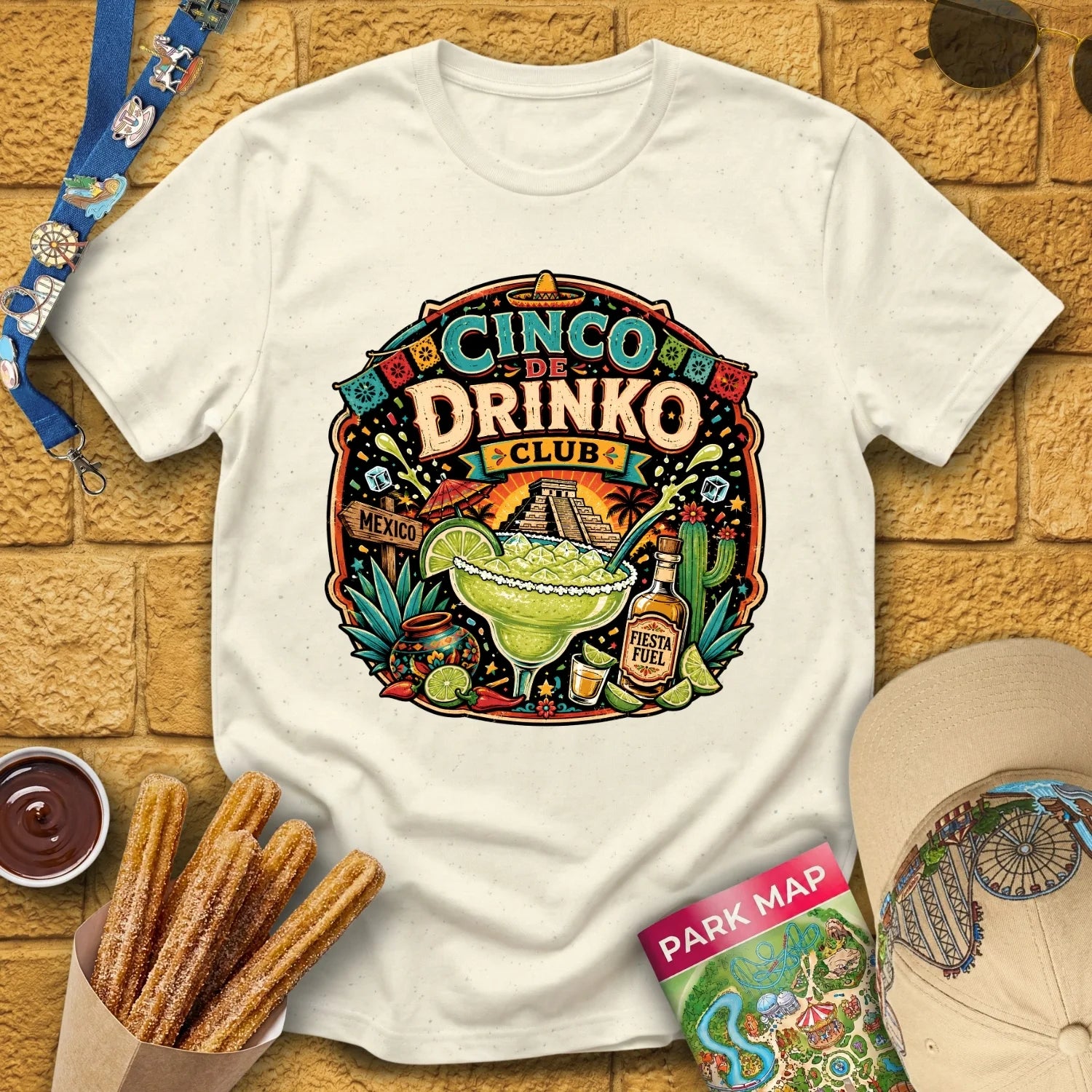 Cinco De Drinko [BoldBadge] T-Shirt for Theme Park Fans (Natural)