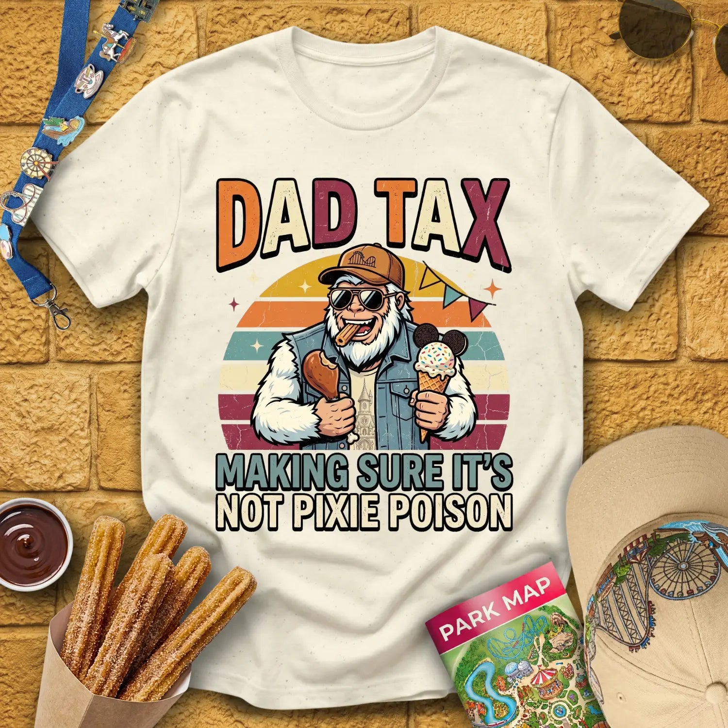 Dad Tax [70s] T-Shirt for Theme Park Fans (Natural)