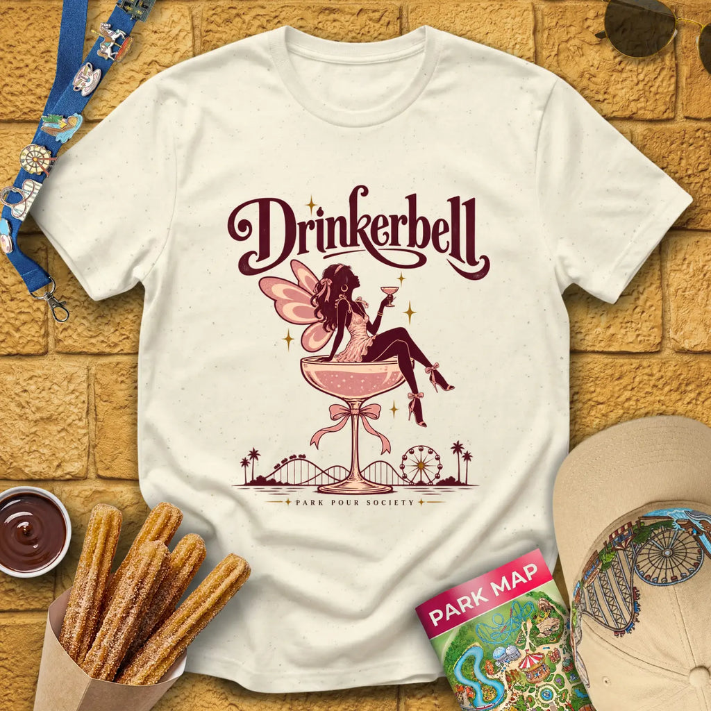 Drinkerbell [Glamour] T-Shirt for Theme Park Fans (Natural)
