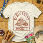 Early Entry Society [Tropic] T-Shirt for Theme Park Fans (Natural)
