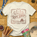 First At Rope Drop [Victorian] T-Shirt for Theme Park Fans (Natural)