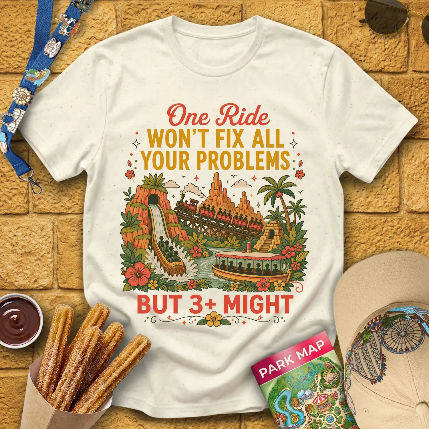Fix Your Problems [Boho] T-Shirt for Theme Park Fans (Natural)