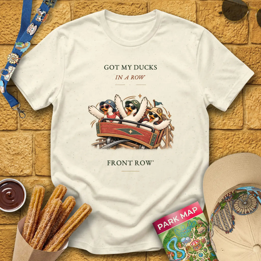 Front Row Ducks [RetroWhim] T-Shirt for Theme Park Fans (Natural)