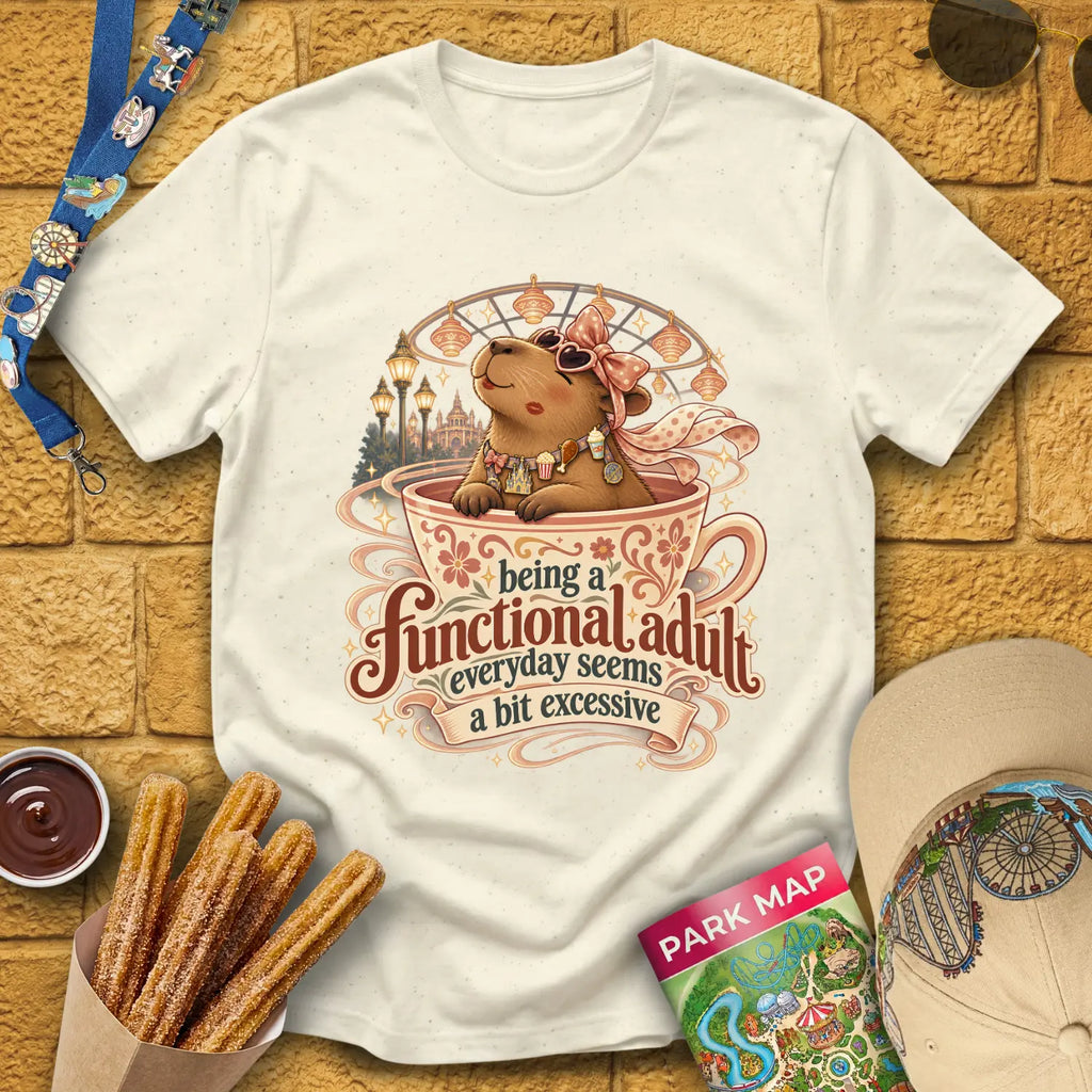 Functional Adult [Cutesy] T-Shirt for Theme Park Fans (Natural)