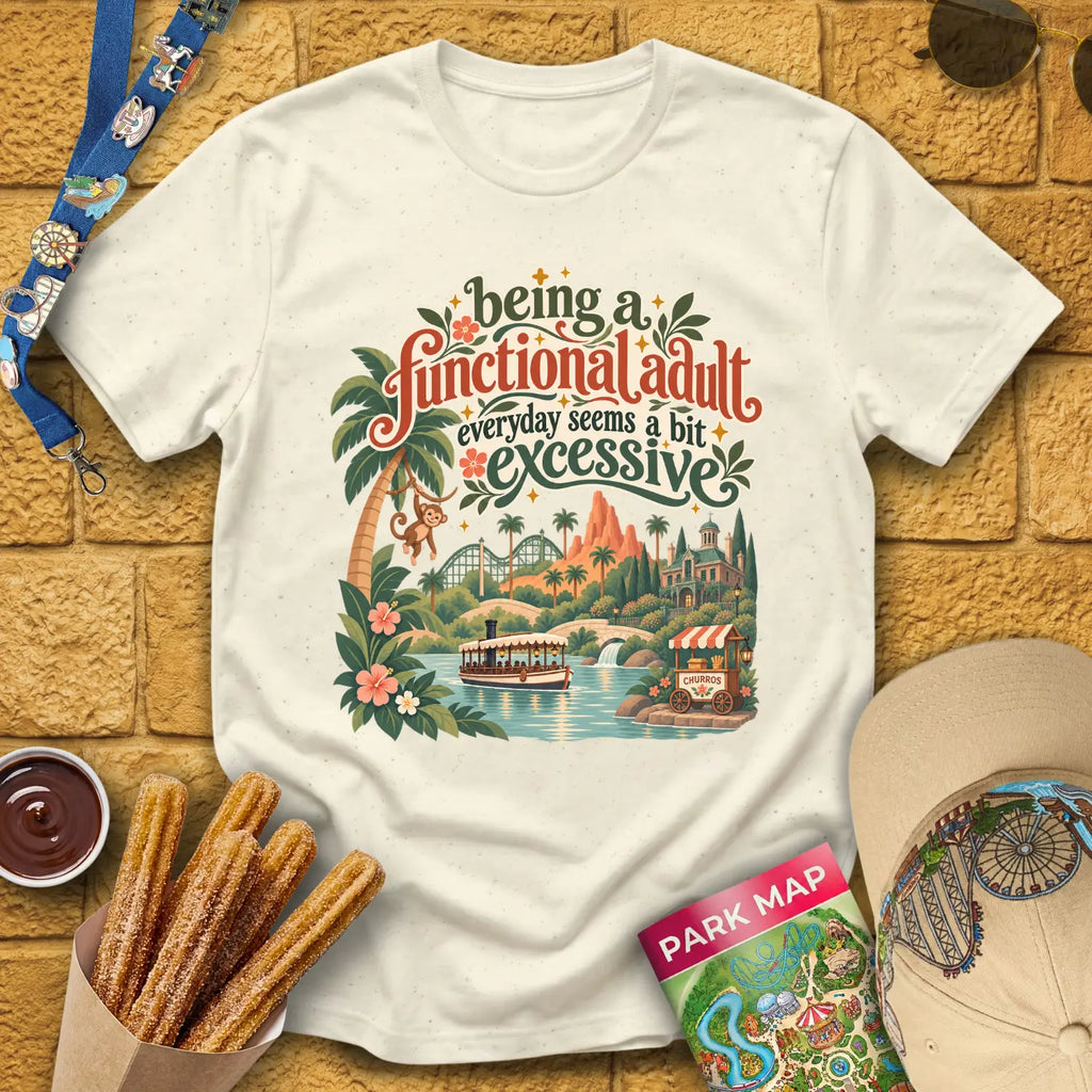 Functional Adult [SleekBoho] T-Shirt for Theme Park Fans (Natural)