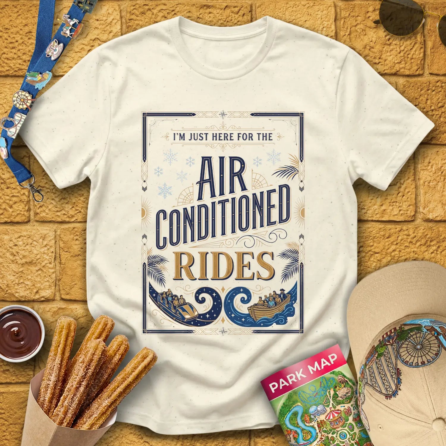 Here For AC Rides [30sPoster] T-Shirt for Theme Park Fans (Natural)