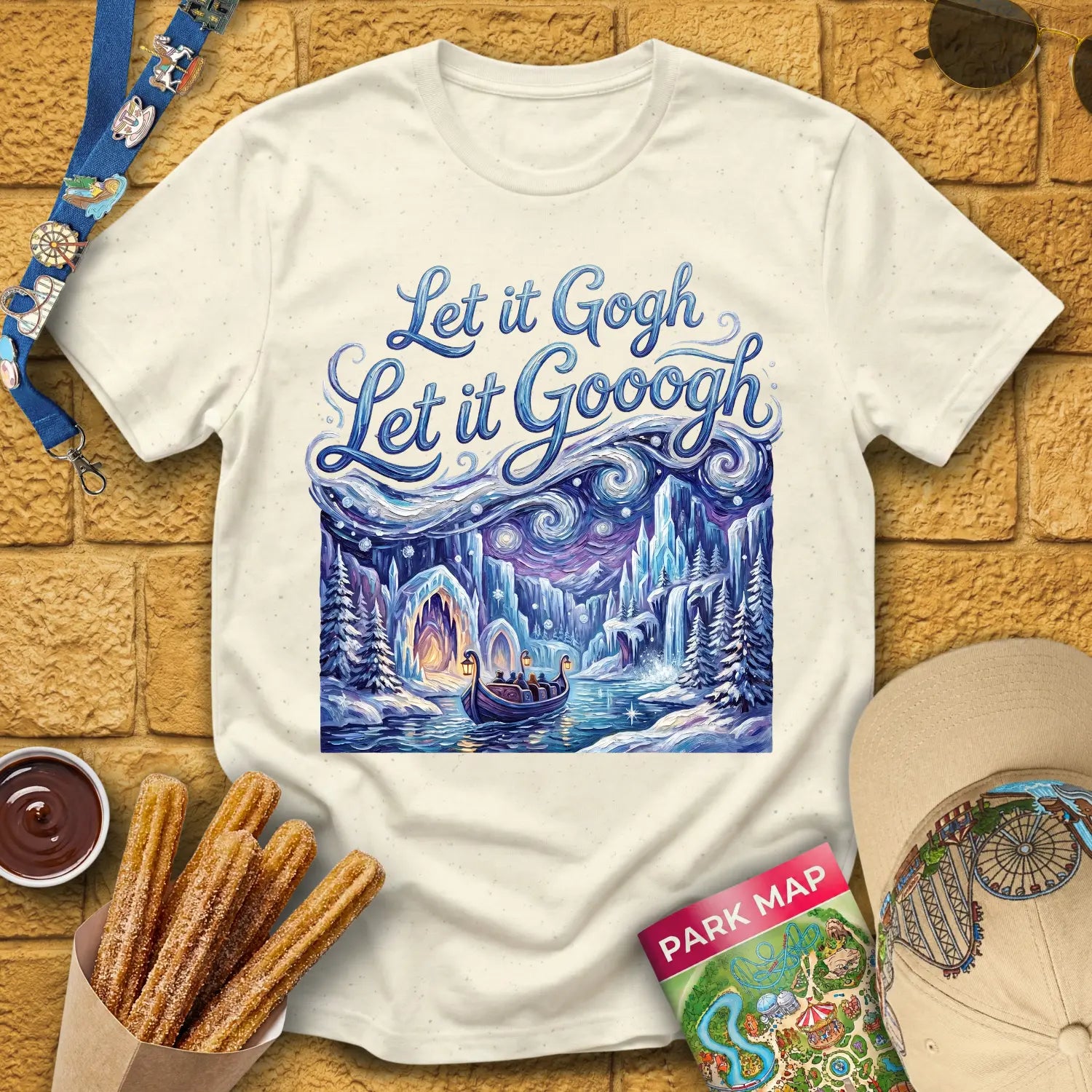 Let It Gogh [Artsy1] T-Shirt for Theme Park Fans (Natural)