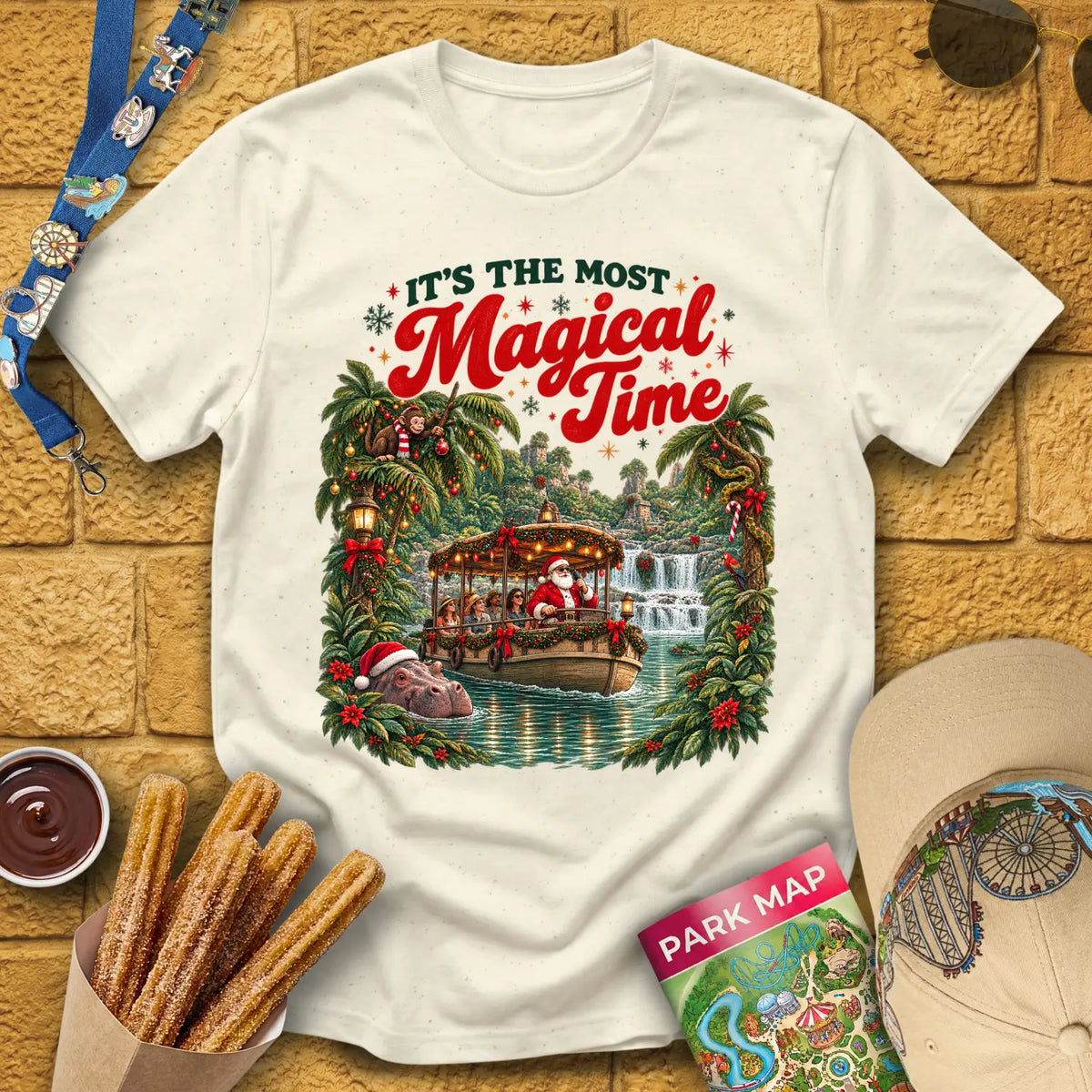 Magical Time Jungle [Retro] T-Shirt for Theme Park Fans (Natural)