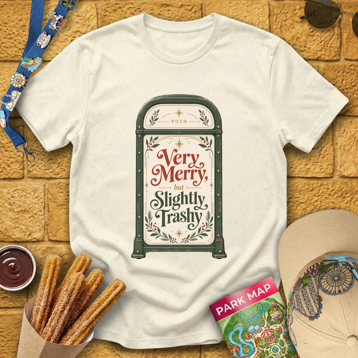 Merry & Trashy [Boho] T-Shirt for Theme Park Fans (Natural)